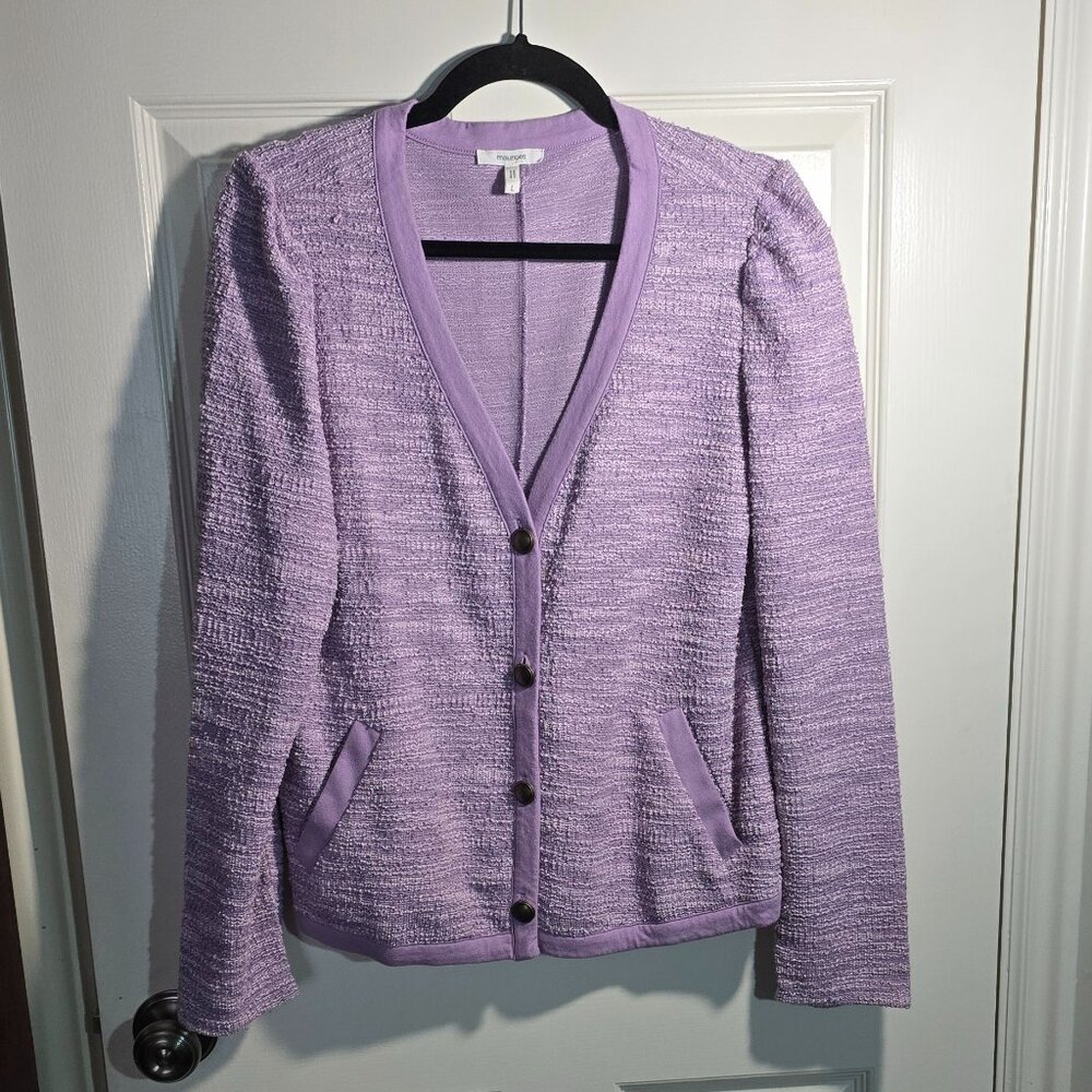 Women's, Button Front Cardigan Lightweight Sweater, Spring Purple, L